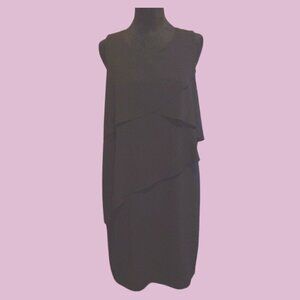 VINCE CAMUTO Little Black Asymmetrical Ruffle‎ Dress